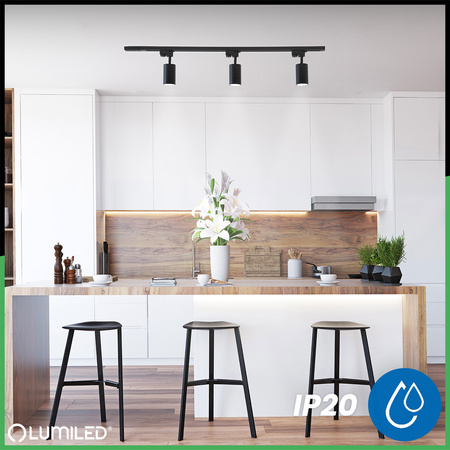 Osvětlovací lišta 1m + 3x reflektor lištový, GU10 Černá Zlatý SAGI LUMILED