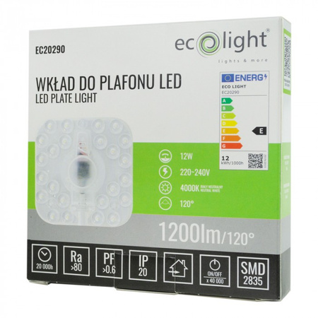 Náplň LED modulu pro panelovou lampu Plafond 12W 4000K neutrální barva 1200lm Ecolight