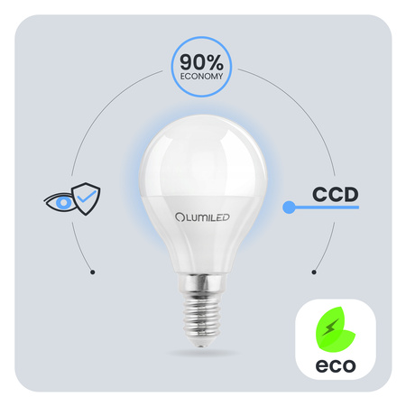 6x Žárovka LED E14, P40 2.5W = 25W 249lm 3000K Teplá bílá 180° LUMILED