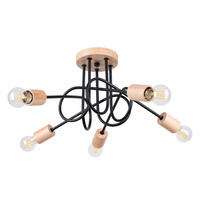 Stropní svítidlo Lustr Spider Pendant 5x E27 Přírodní dřevo Black Ember Peach Puff SL.1478 Sollux