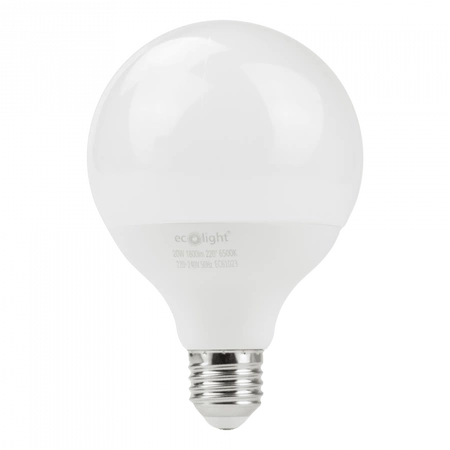 LED žárovka Sphere G95 E27 20W 1800lm 6500K Cold Ecolight