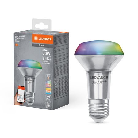 LED žárovka E27 R63 4,7W = 60W 345lm RGB CCT 45° LEDVANCE SMART+ WIFI stmívatelná