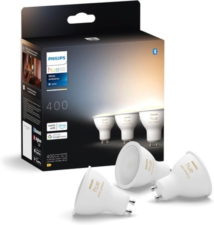 3x LED žárovka GU10 s reflektorem 4,2W = 50W 400lm 2200-6500K CCT SMART Smart Bluetooth ZigBee White Ambiance Philips HUE