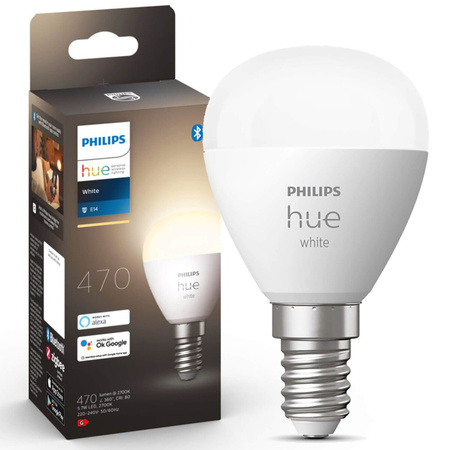LED žárovka kulová E14 P45 5,7W 2700K teplá bílá PHILIPS HUE White Bluetooth Zigbee