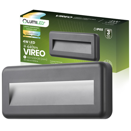 Venkovní zahradní schodišťová nástěnná lampa CCT 3000-6500K LED 4W IP65 VIREO LUMILED