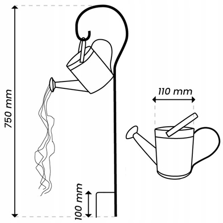 LED Solární Zahradní Lampa Venkovní Zapichovací Konvička Měděná IP44