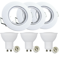 3x GOLDLUX (Polux) pohyblivá halogenová žárovka. kulatá bílá + LED žárovka GU10 3.5W