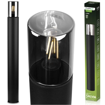 Venkovní stojací stožáry Zahradní lampa pro žárovku E27 Černé sklo IP54 80 cm SALVIA LUMILED
