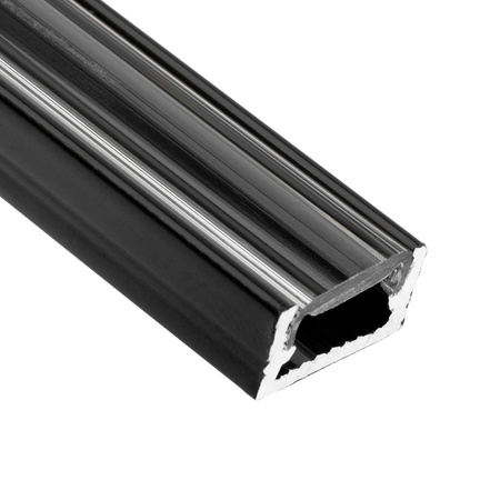 Povrchový Hliníkový Profil pro LED Pásky, Násuvný 1m Černá MINI + Průhledná Krytka LUMILED