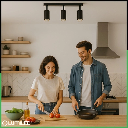 Stropní Lampa Reflektor LED 3x GU10 Trubice Spot ELIGIS Černá LUMILED