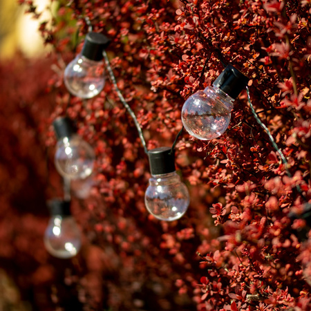 SOLAR GIRLANDA zahradní okrasný řetěz 3.8 m 10 kuliček 3000K teplý