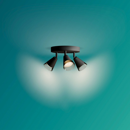 Stropní bodové svítidlo Plafond 3x GU10 Black Cleft Philips pro povrchovou montáž
