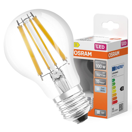 LED žárovka E27 A60 11W = 100W 1521lm 4000K neutrální bílá 300° vlákno OSRAM STAR