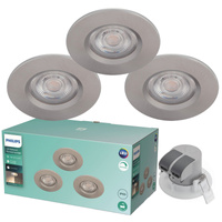3x LED DIVE 5W 2700K 350lm IP65 kulaté saténové stmívatelné halogenové svítidlo PHILIPS