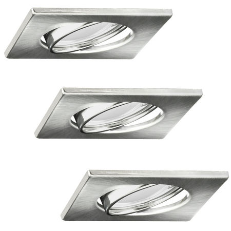 3x GOLDLUX (Polux) pohyblivá halogenová žárovka. čtvercový nikl + GU10 3.5W LED žárovka