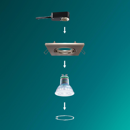 3x LED GU10 zapuštěná pod omítku hliníková čtvercová niklová Peridot Philips