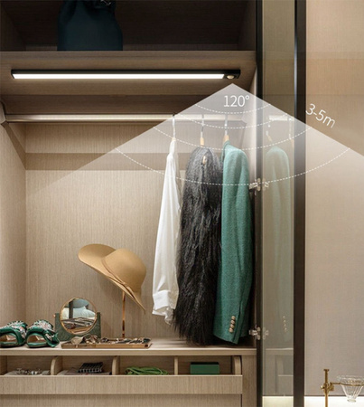 LED lišta na nábytek pod skříňovou lampu 2W 4500K 40cm s pohybovým senzorem černá