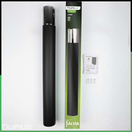 Venkovní stojací stožáry Zahradní lampa pro žárovku E27 Černé sklo IP54 80 cm SALVIA LUMILED