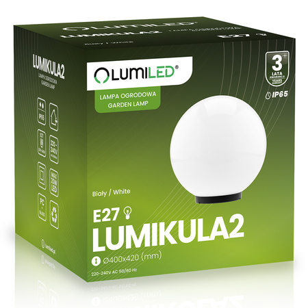 Venkovní lampa E27, KOULE LED IP65 40cm LUMIKULA2 LUMILED