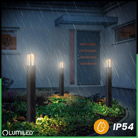 Venkovní stojací stožáry Zahradní lampa pro žárovku E27 Černé sklo IP54 60 cm SALVIA LUMILED