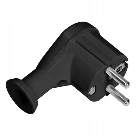 Elektrická zástrčka šikmá 2P+Z UNI-SCHUKO Zástrčka s uzemněním Černá ORNO