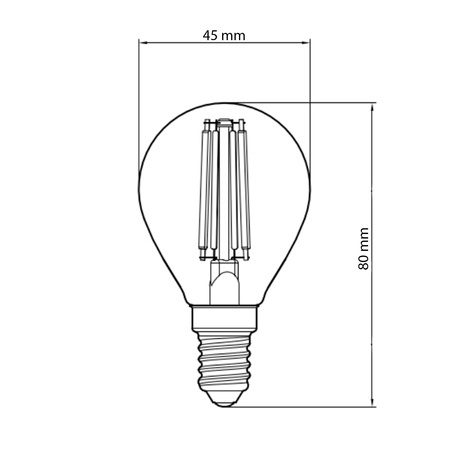 LED žárovka E14 G45 4,5W teplá bílá Filament TOSHIBA