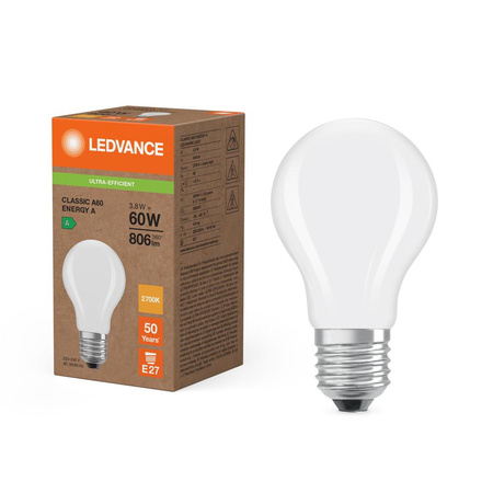 LED žárovka E27 A60 3,8W = 60W 806lm 2700K Warm 300° Ledvance