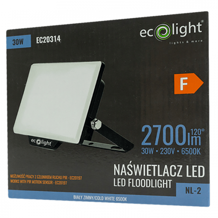 Reflektor LED Halogenový 30W 6500K 2700lm IP65 Ecolight