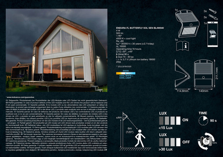 LED zahradní lampa Solární nástěnná lampa 4W ENDURA Flood Butterfly LEDVANCE