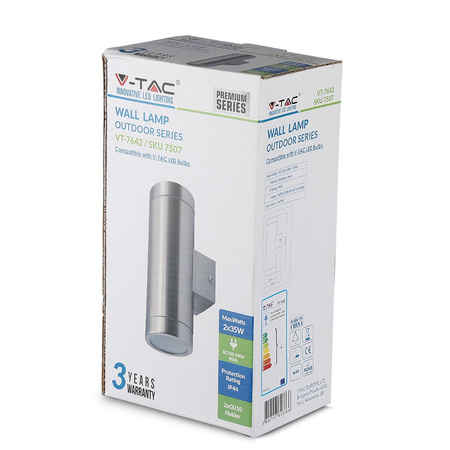 Nástěnné svítidlo zahradní lampy GU10 IP44 Horní/Spodní Stříbrná VT-7642 V-TAC
