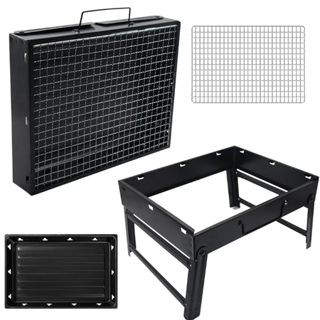 Turistický gril na dřevěné uhlí Skládací přenosný kufr