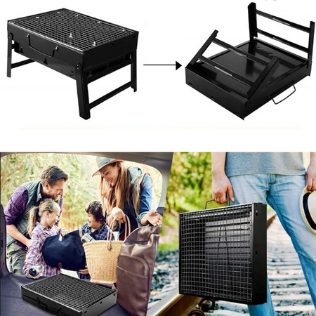 Turistický gril na dřevěné uhlí Skládací přenosný kufr