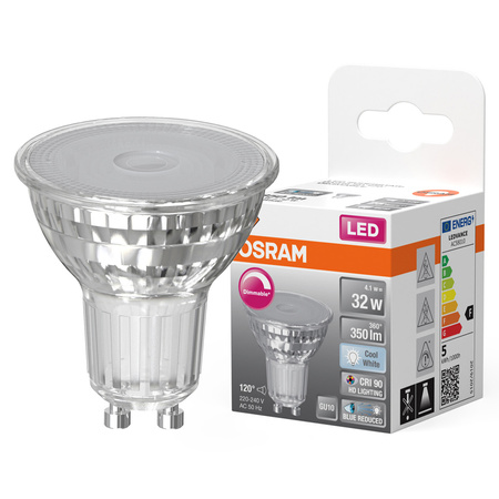 LED PAR16 reflektor GU10 4,1W = 32W 350lm 4000K neutrální bílá CRI90 120° Stmívatelný SUPERSTAR Osram