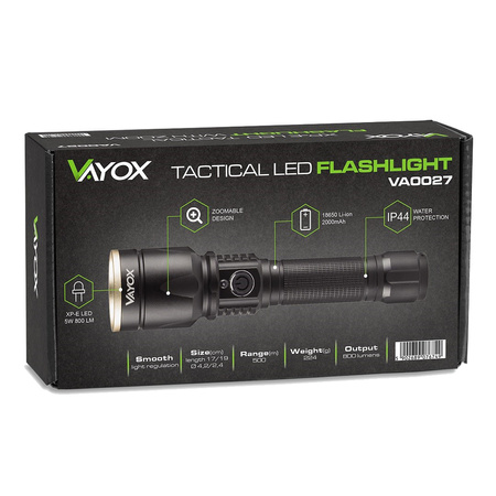 XP-E LED taktická svítilna 800 LM USB ZOOM ruční dobíjecí svítilna VA0027 VAYOX