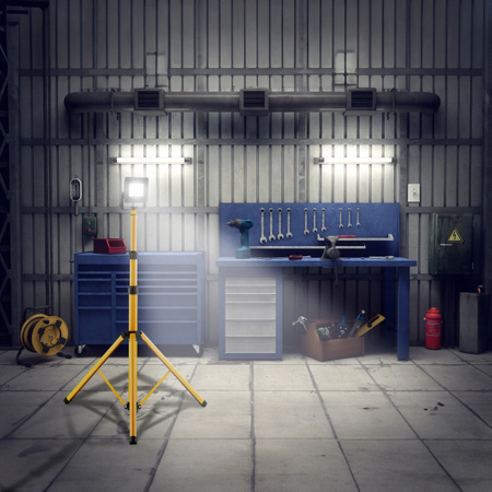 LED reflektor ZUNA2 Halogenová lampa 20W 4000K na stojanu + kabel + hermetický konektor LUMILED