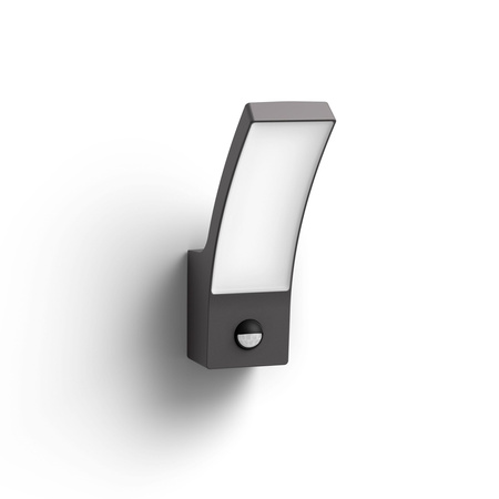 Zahradní nástěnné svítidlo LED SPLAY 3,8 W Pohybové čidlo 2700K Teplá IP44 Antracit PHILIPS