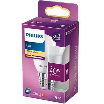 LED kulová žárovka E14 P45 5W = 40W 470lm 2700K Teplá bílá PHILIPS