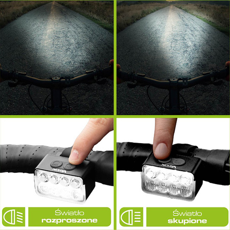 Přední svítilna na kolo 8xLED USB-C 10 režimů 900lm IPX6 VAYOX