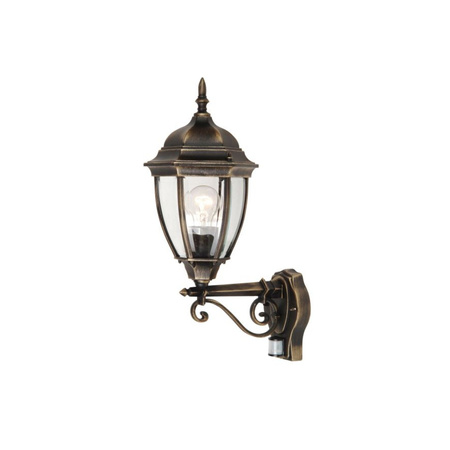 Zahradní lampa LED nástěnná lampa TORONTO E27 IP44 nahoru Lucerna s pohybovým senzorem starožitné zlaté RABALUX