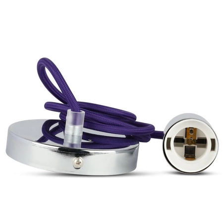 Závěsné svítidlo E27 Chromované stínítko s fialovým kabelem VT-7338 V-TAC