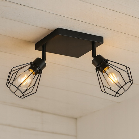 Bodové stropní svítidlo Tuba Reflektor Halogenové svítidlo 2x E27 Pohyblivé černé Otto Masterled