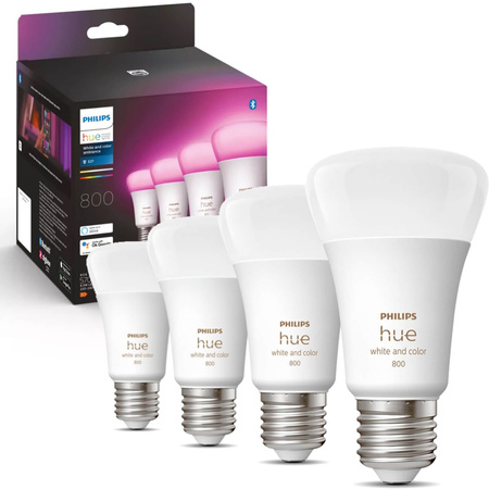 4PAK LED žárovka E27 A60 6,5W CCT RGB PHILIPS HUE White & COLOR Ambiance Bluetooth Zigbee