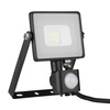 Reflektor LED 10W 800lm 6400K IP65 Black s pohybovým senzorem a funkcí CUT-OFF Samsung Chip VT-10-SB V-TAC