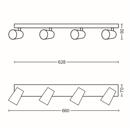 Stropní svítidlo LED PAISLEY 4x GU10 Reflektor pohyblivé svítidlo Bílá PHILIPS