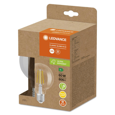 LED žárovka G95 E27 3,8W = 60W 806lm 3000K teplá bílá FILAMENT LEDVANCE