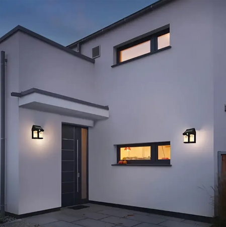 Solární nástěnné svítidlo LED Solární fasádní reflektor Senzor soumraku Černý