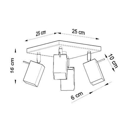 Svítidlo pro povrchovou montáž MERIDA 4 4xGU10 Reflektor halogenový pohyblivý minimalistický černý SOLLUX