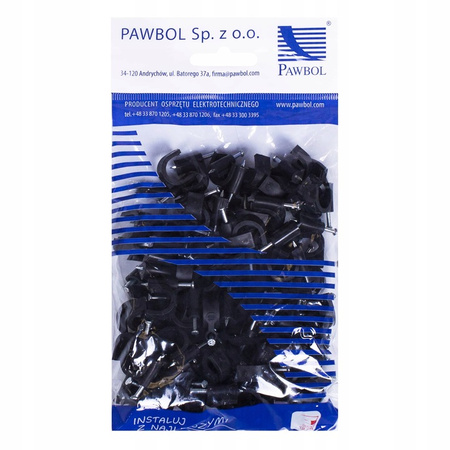 FLOP CLIP Držák kabelu 6mm Černý 100ks PAWBOL