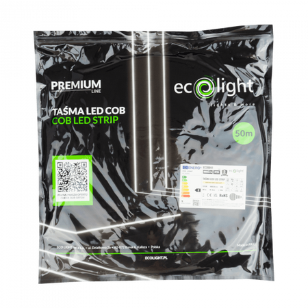 LED pásek COB 9W/m 990lm/m 480LED/m 12V 3000K teplá bílá IP20 Roll 50m Ecolight