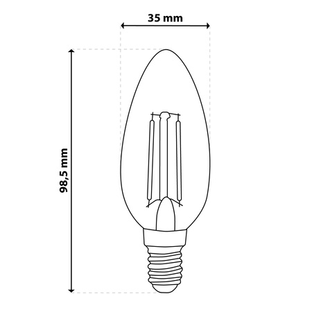 LED žárovka E14 B35 4W = 40W 470lm 3000K teplá bílá 360° Filament LUMILED